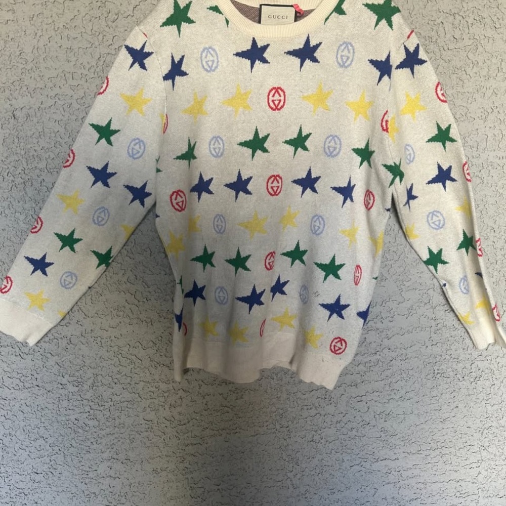 Gucci Cream Sweater with Colorful Stars